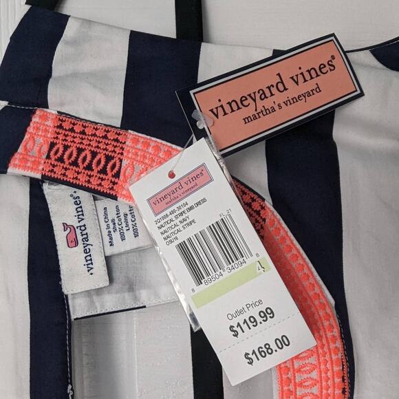 Vineyard Vines Dress Striped Embroidered Collar Nautical Party Brunch Day Date - Picture 9 of 10